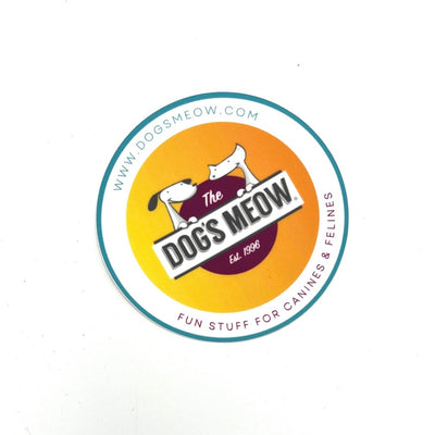 The Dog's Meow fun stuff for canines and felines orange sticker