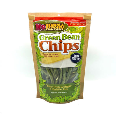 Green Bean Chips dog treat package front