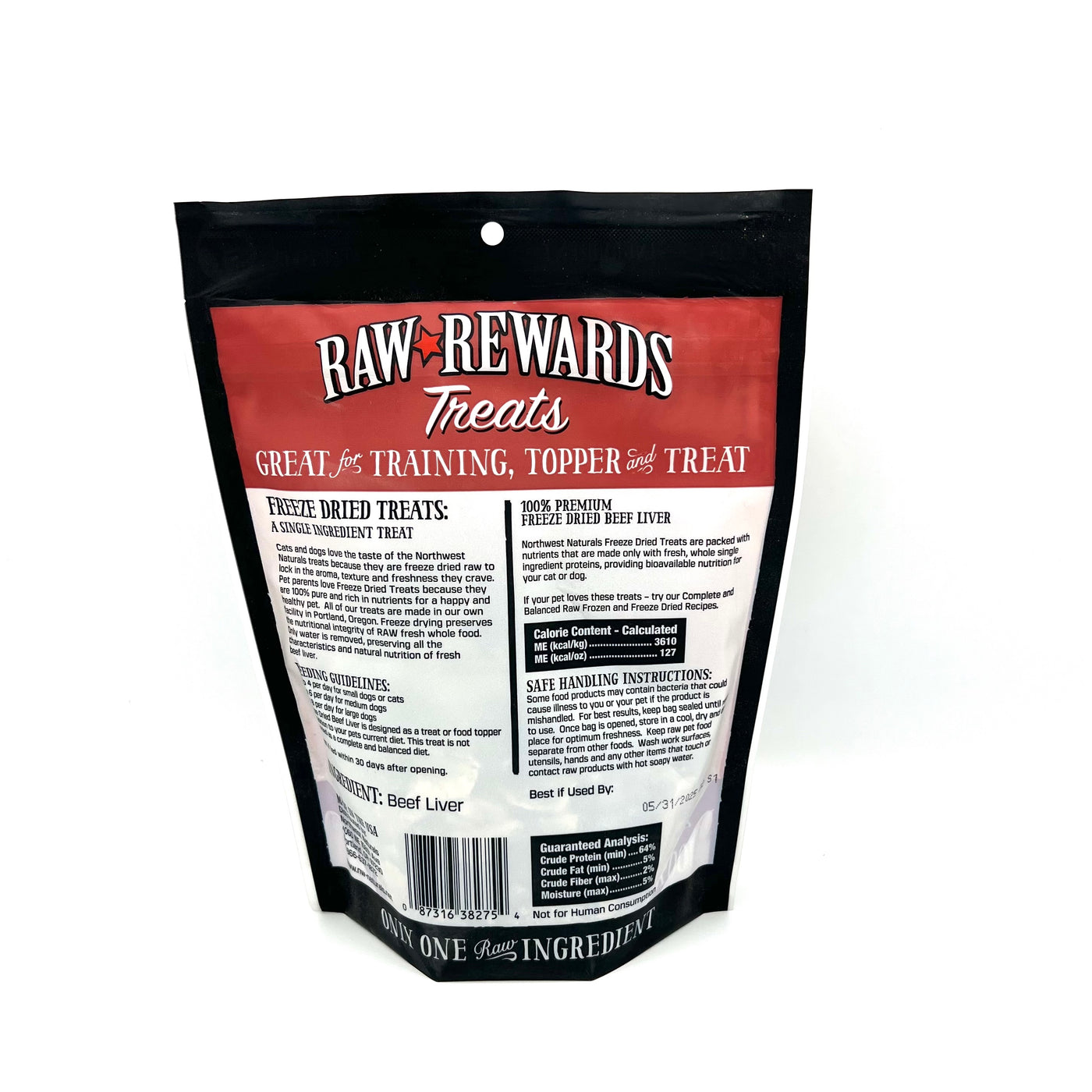 Raw Rewards beef liver package back