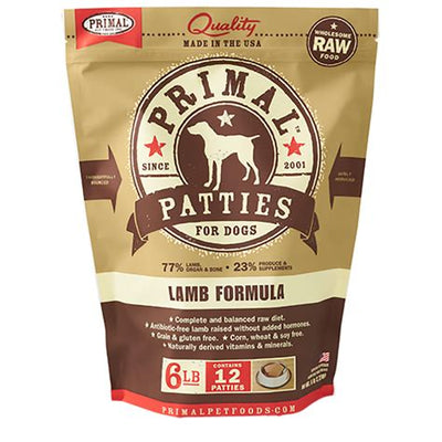 Primal lamb patties for dogs