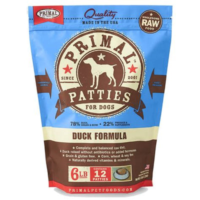 Primal duck patties for dogs