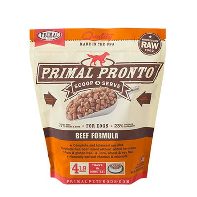 Primal Pronto beef formula food for dogs