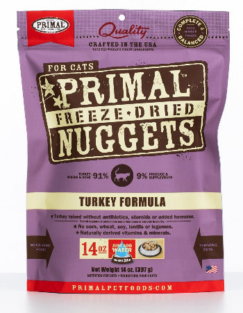 Primal turkey nuggets for cats