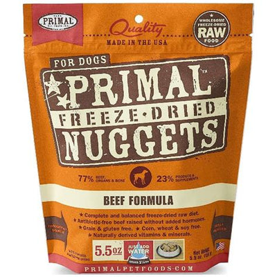 Primal beef nuggets for dogs