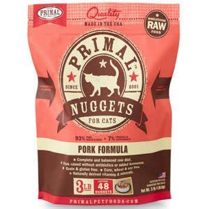 Primal pork nuggets for cats