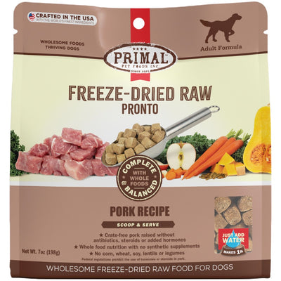 Primal freeze dried raw pork recipe for adult dogs