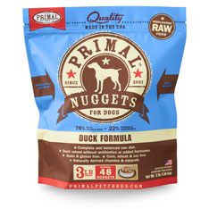 Primal duck nuggets for dogs