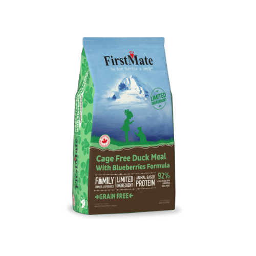 First Mate Cage Free Duck meal with Blueberries dry dog food