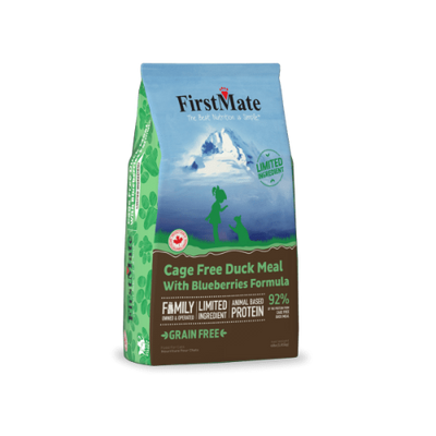 First Mate Cage Free Duck meal with Blueberries dry dog food