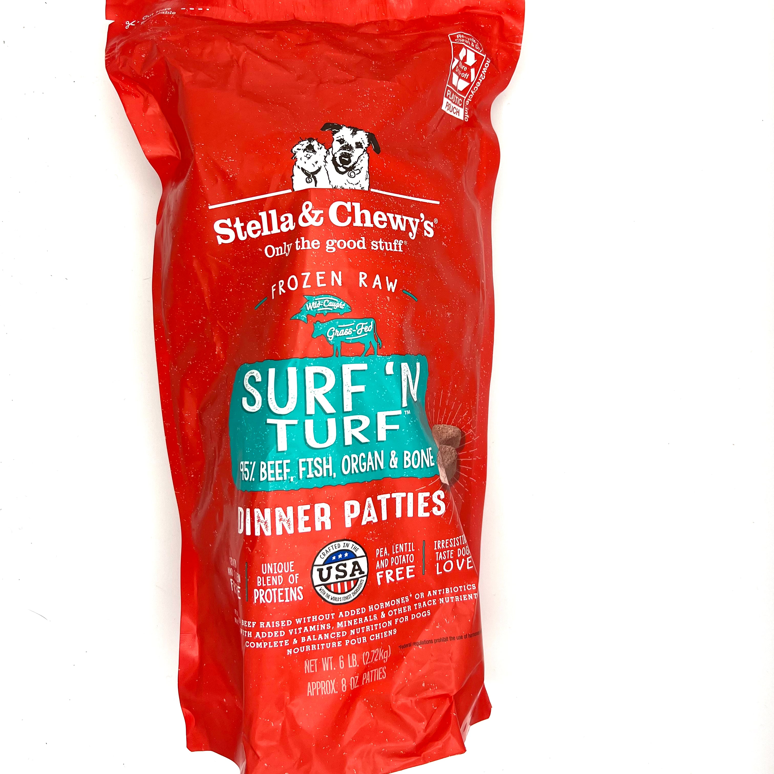 Stella Chewy s Surf N Turf Freeze Dried Raw Dinner Patties for