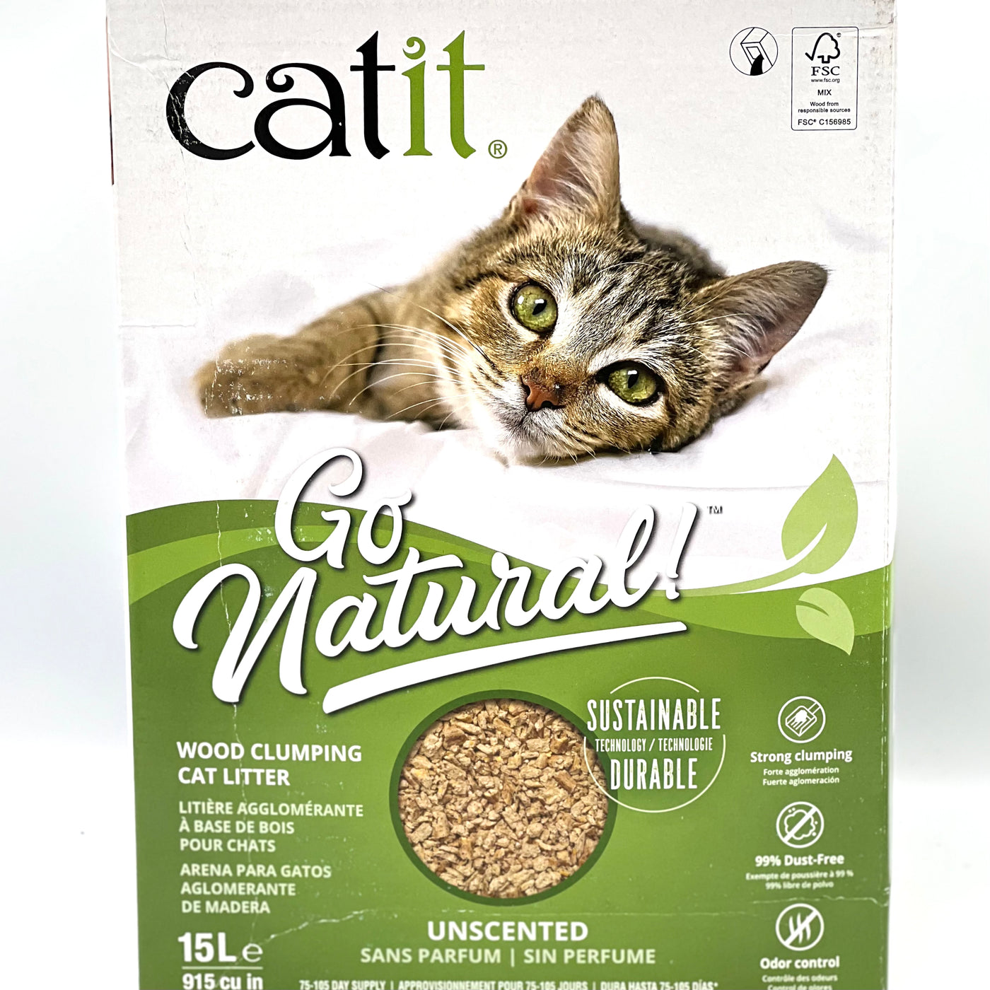 Catit Go Natural Wood Clumping Unscented 16lb