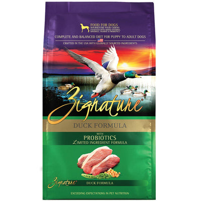Zignature Duck Probiotics dog food bag