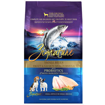Zignature Small bites trout and salmon formula with probiotics for dogs