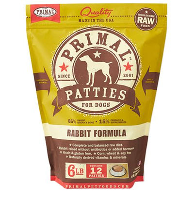 Primal Rabbit Patties for dogs bag