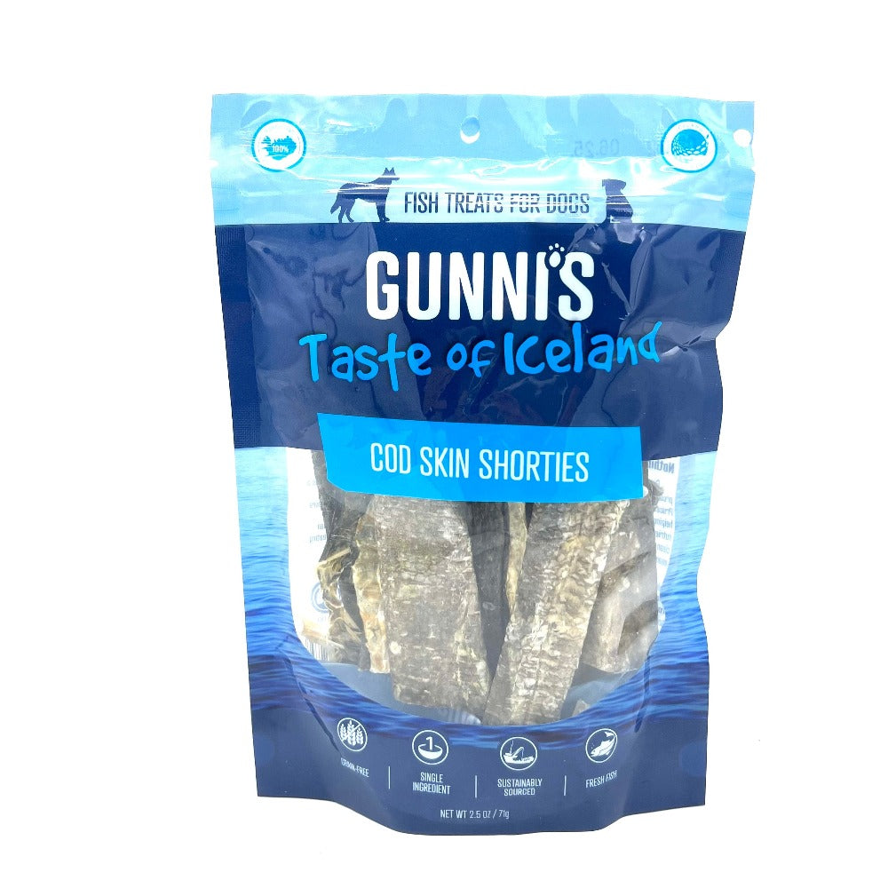 Gunni's Taste of Iceland Cod Skin Shorties 2.5 oz bag – The Dog's Meow