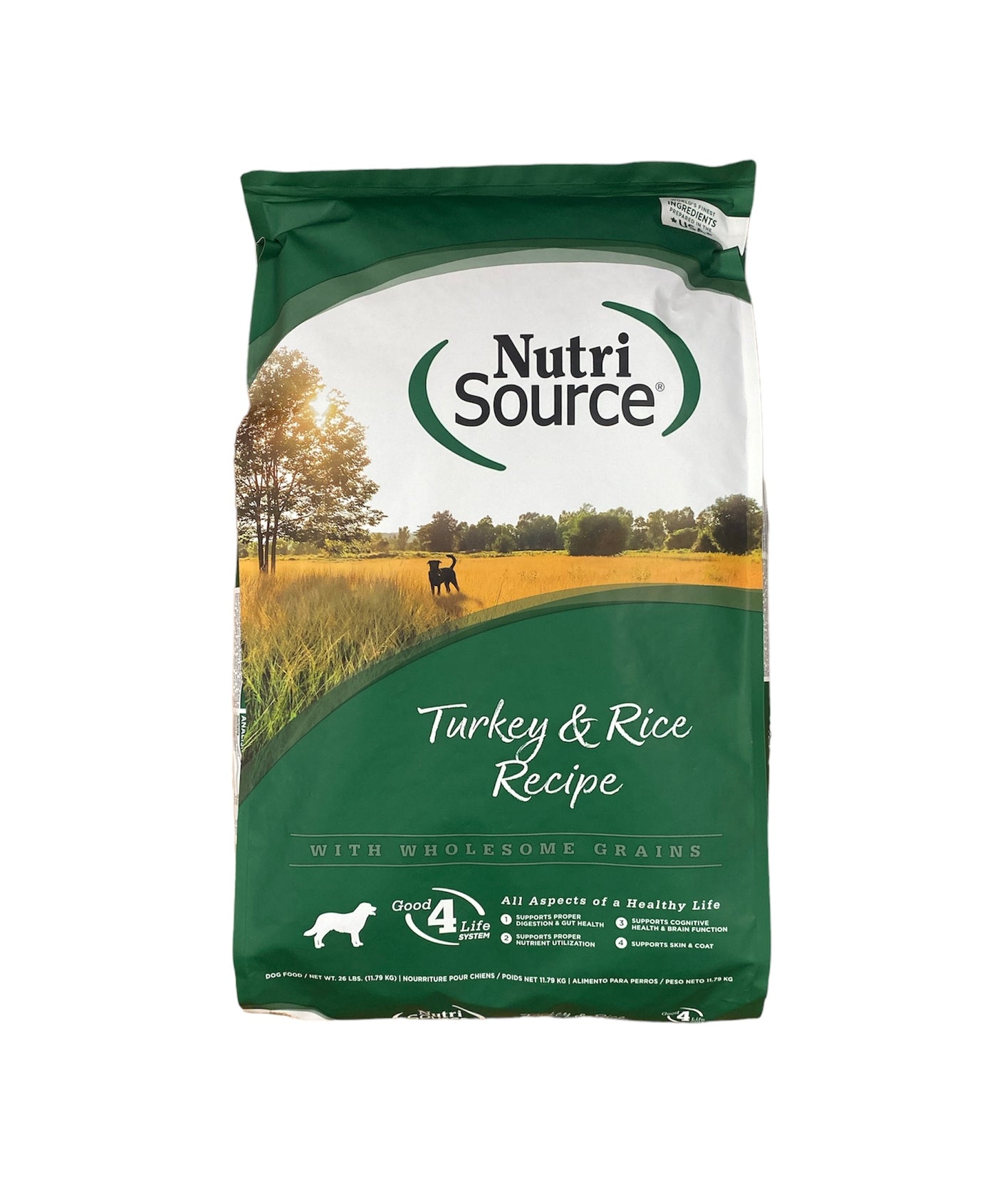 Turkey and Rice recipe dog food bag