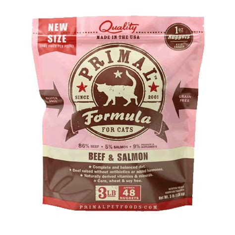 Primal Frozen Raw Cat Food Beef & Salmon 3lb
