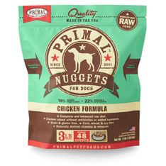 Primal Raw Frozen Nuggets Chicken Formula Dog Food 3 lb