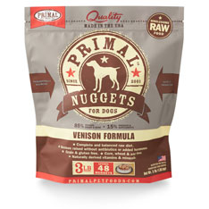 Primal Raw Frozen Nuggets Venison Formula Dog Food 3 lb