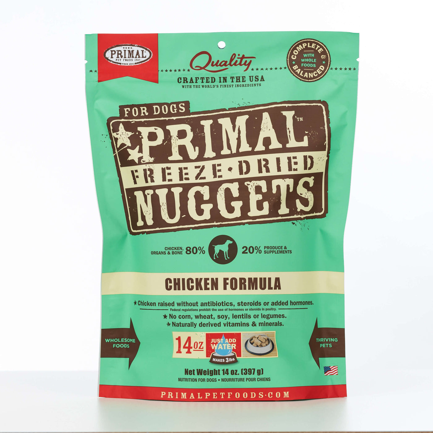 Primal Raw Freeze-Dried Nuggets Chicken Formula Dog Food 14 oz