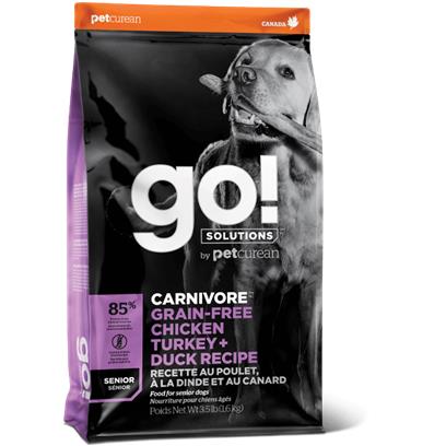 GO! Solutions Carnivore Grain Free Chicken, Turkey, & Duck Recipe Senior Dry Dog Food 22lb