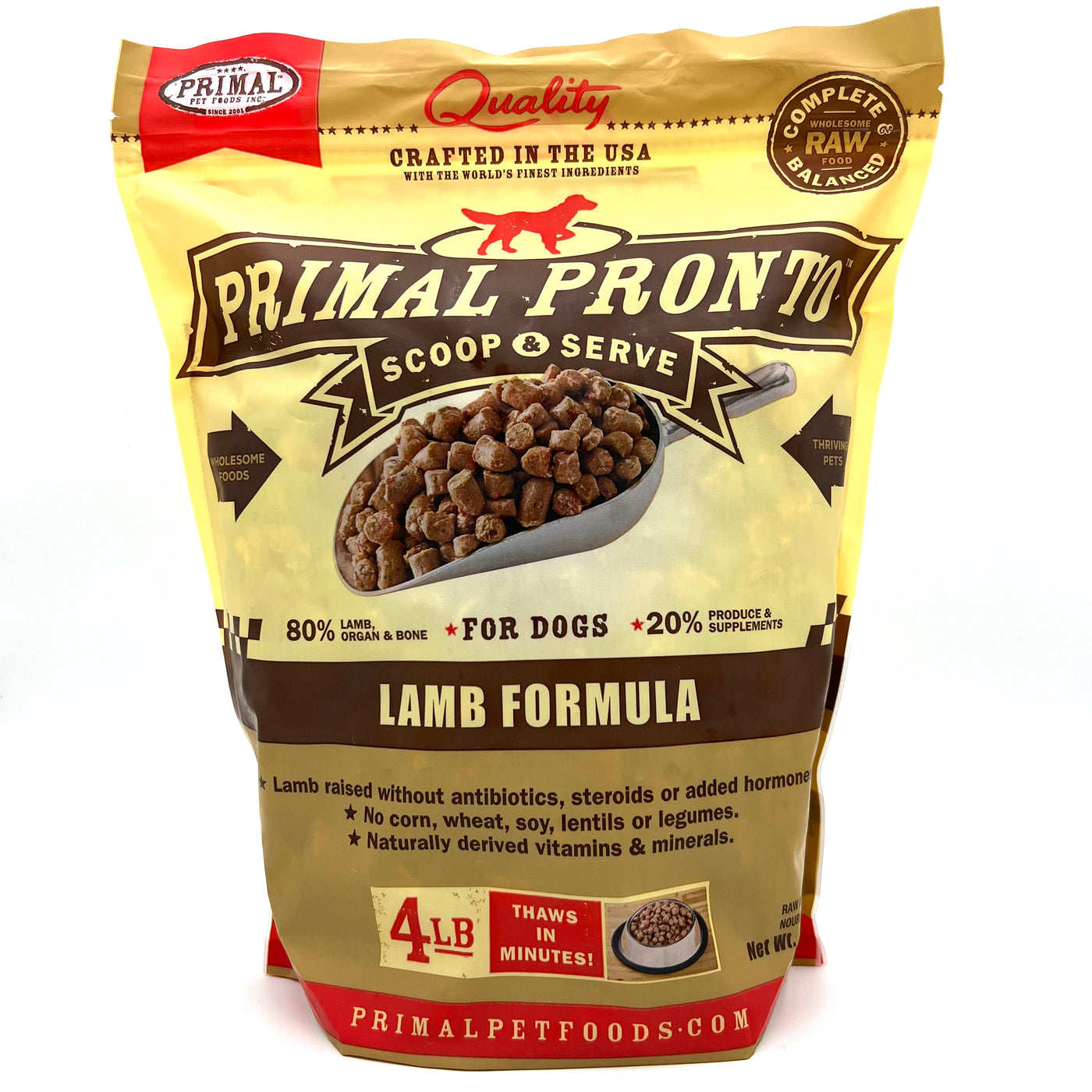 Primal Pronto Frozen Raw Dog Food Lamb 4 lb