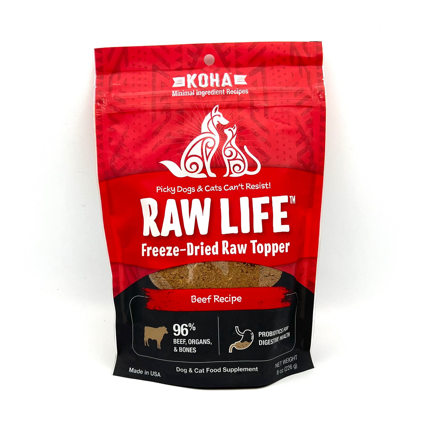 Koha Freeze-Dried Raw Topper Beef Recipe for Dogs and Cats 8oz Bag