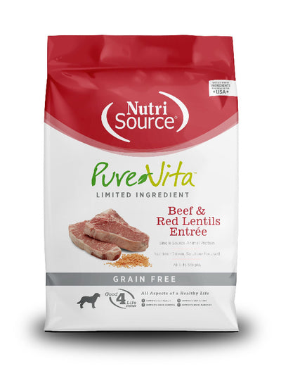 Pure Vita Beef and Red lentils dry dog food bag