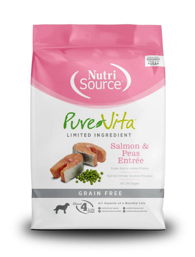 Pure Vita Salmon and Peas dry dog food bag