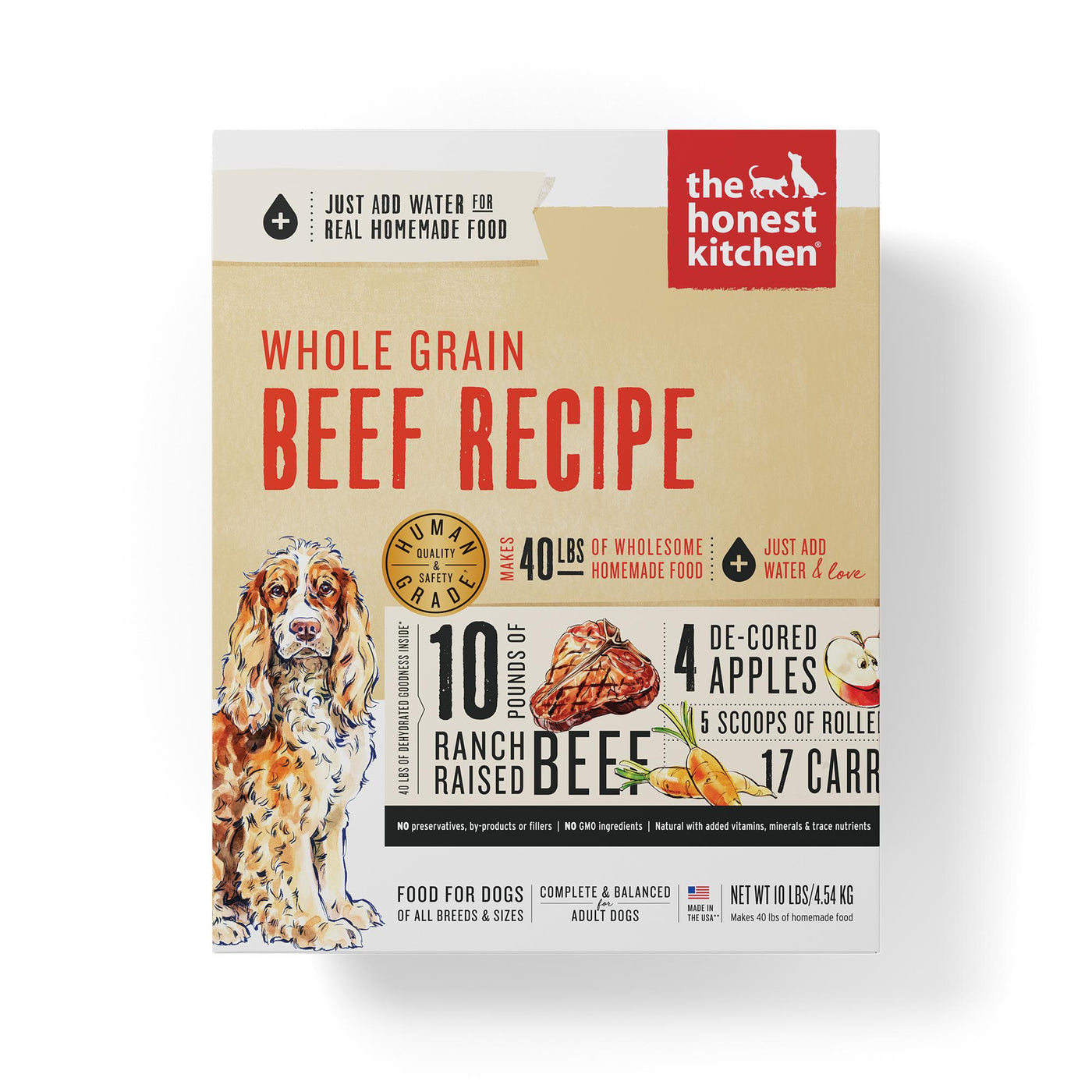 The Honest Kitchen Whole Grain Beef Recipe Dehydrated Dog Food 10 lb