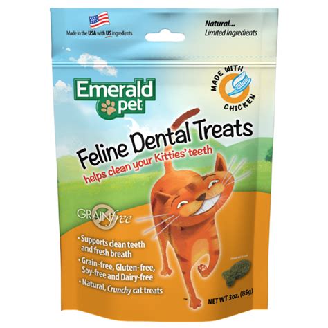 Emerald Pet Feline Dental Treat Chicken For Cats, 3 oz