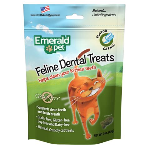 Emerald Pet Feline Dental Treat Catnip For Cats 3 oz